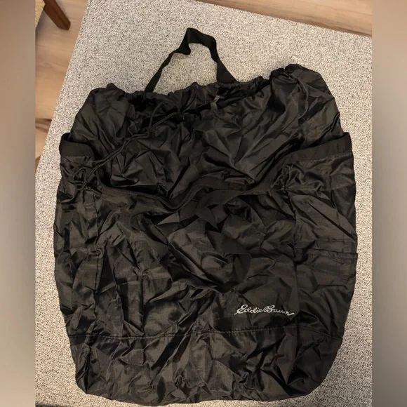NWT Eddie Bauer Stowaway 25L Cinch Ripstop Nylon Tote in Onyx (black) - Picture 2 of 6